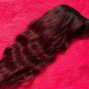 Wavy Burgundy wig with bangs